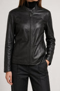 Giacca di pelle nera vintage – Donna Taglia M