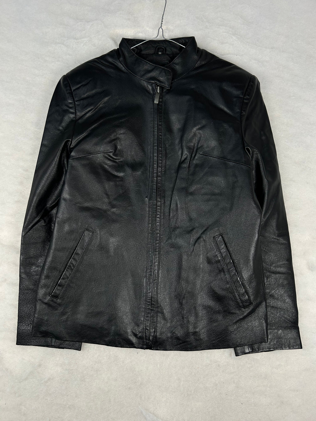 Giacca di pelle nera vintage – Donna Taglia M