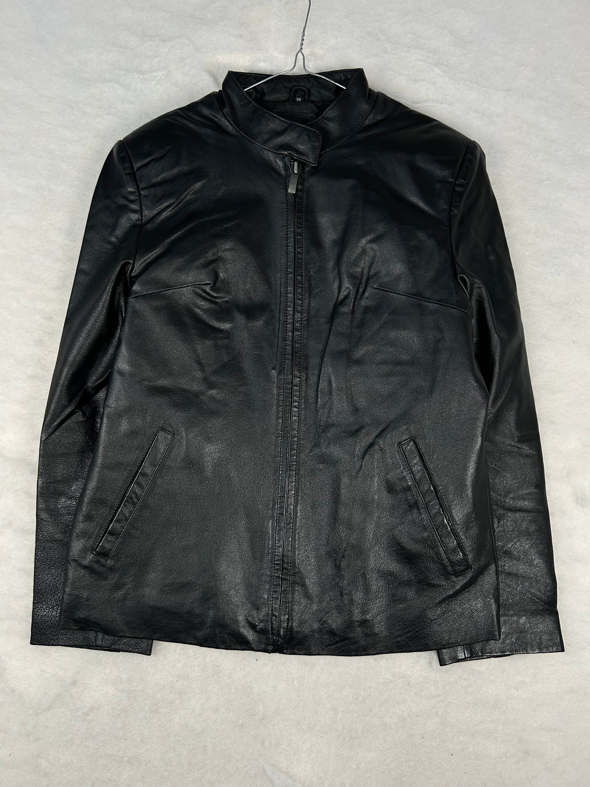 Giacca di pelle nera vintage – Donna Taglia M