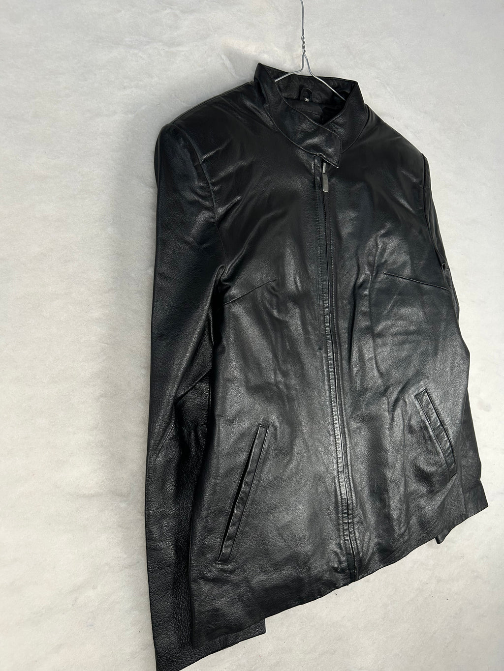 Giacca di pelle nera vintage – Donna Taglia M