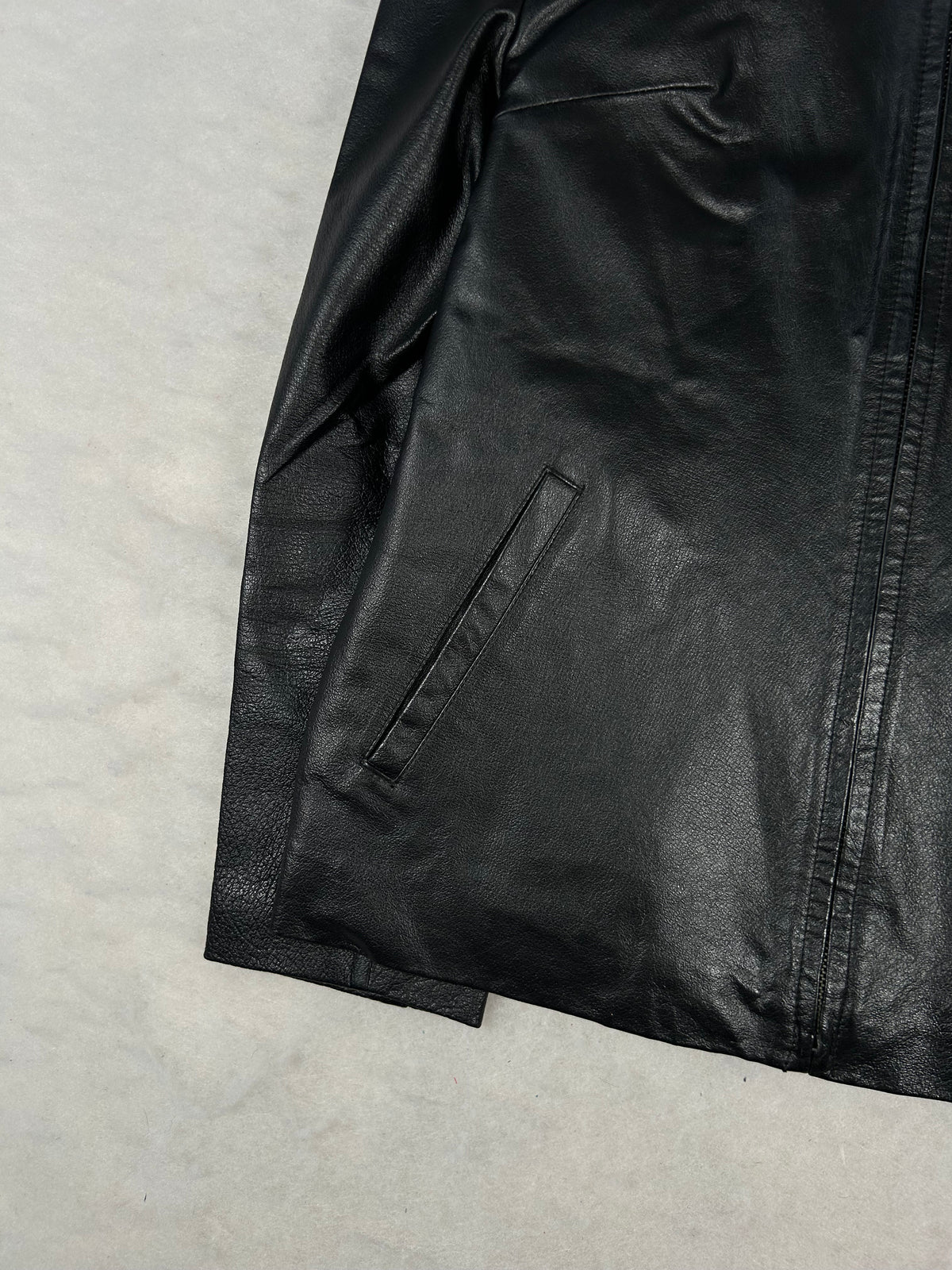 Giacca di pelle nera vintage – Donna Taglia M