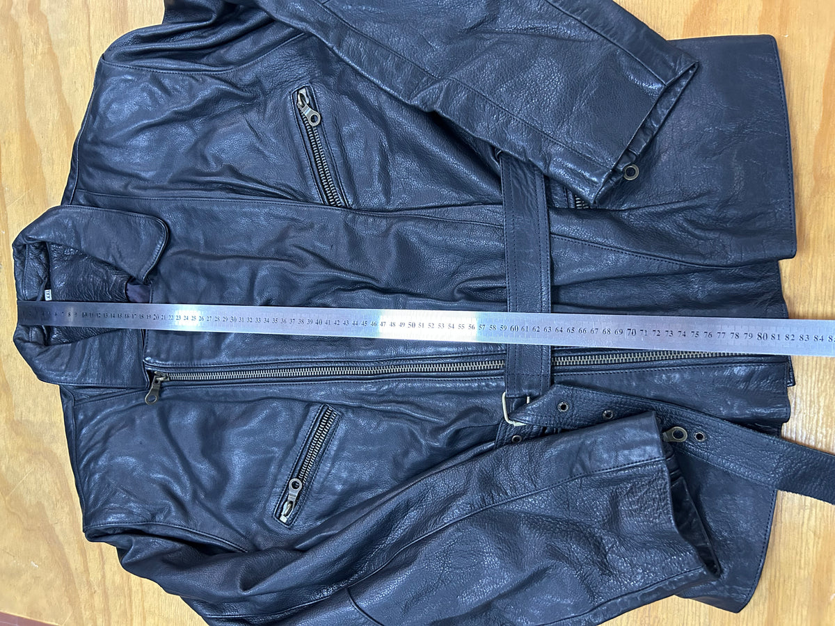 Giacca di pelle nera vintage – Uomo Taglia L