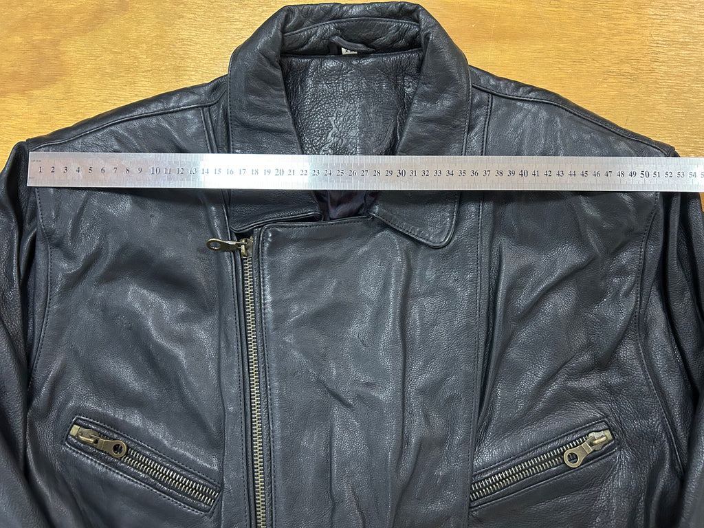 Giacca di pelle nera vintage – Uomo Taglia L