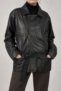 Giacca di pelle nera vintage – Uomo Taglia L