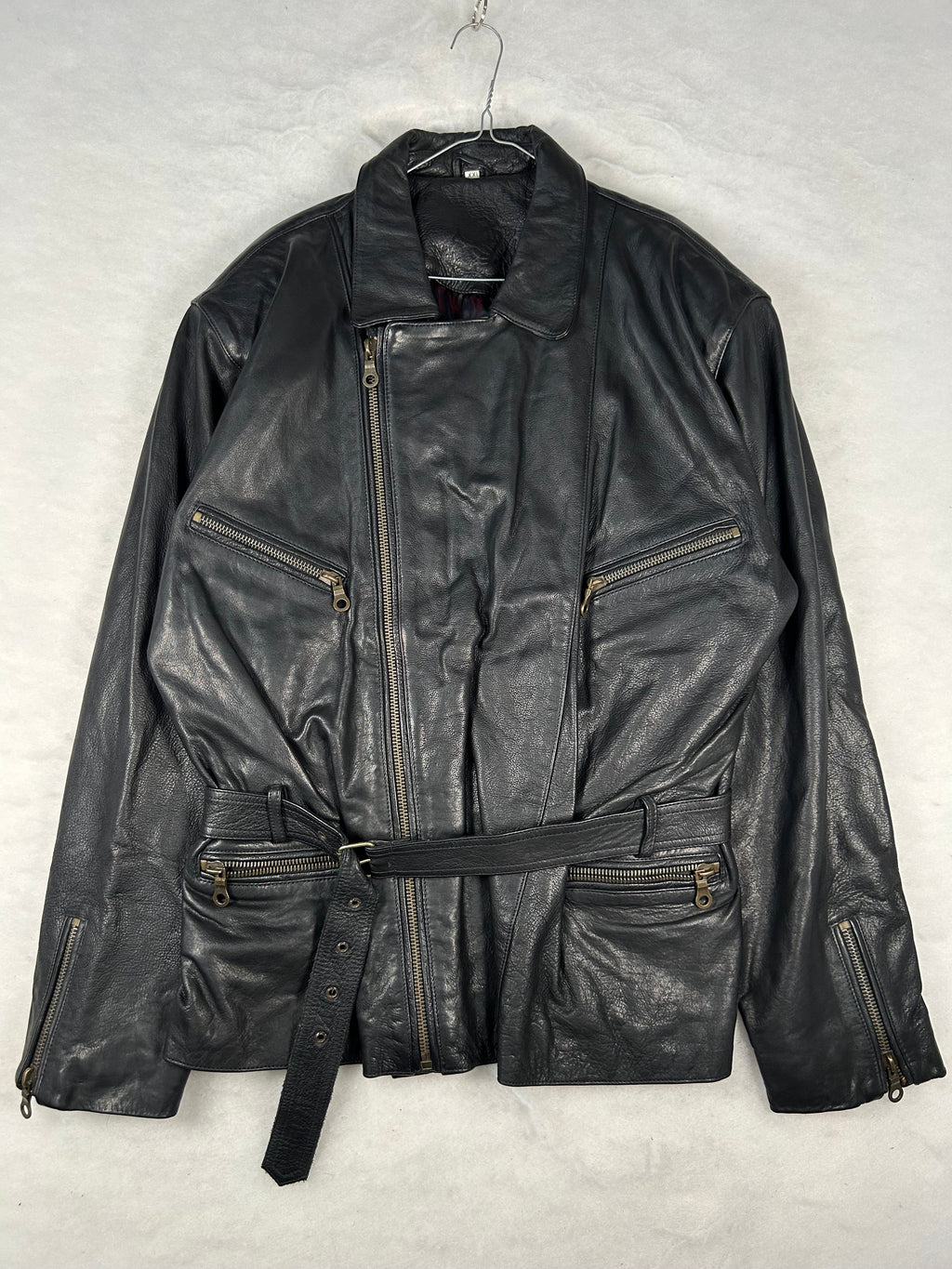 Giacca di pelle nera vintage – Uomo Taglia L