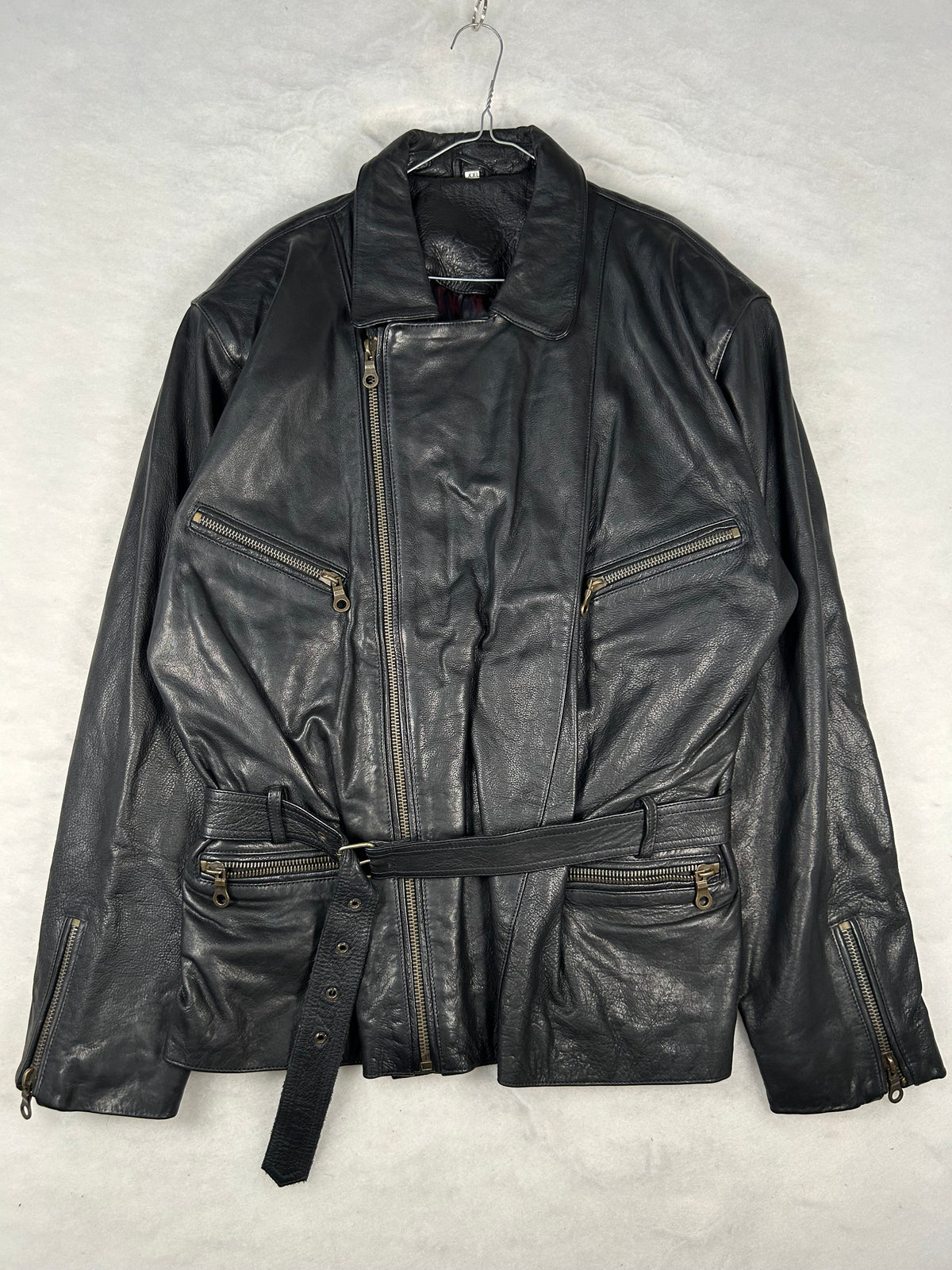 Giacca di pelle nera vintage – Uomo Taglia L