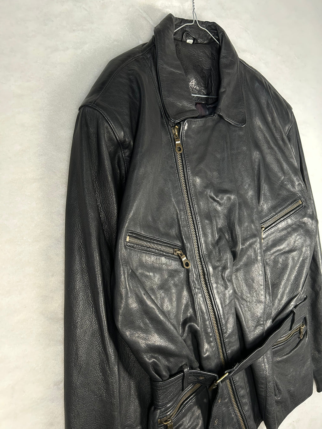 Giacca di pelle nera vintage – Uomo Taglia L