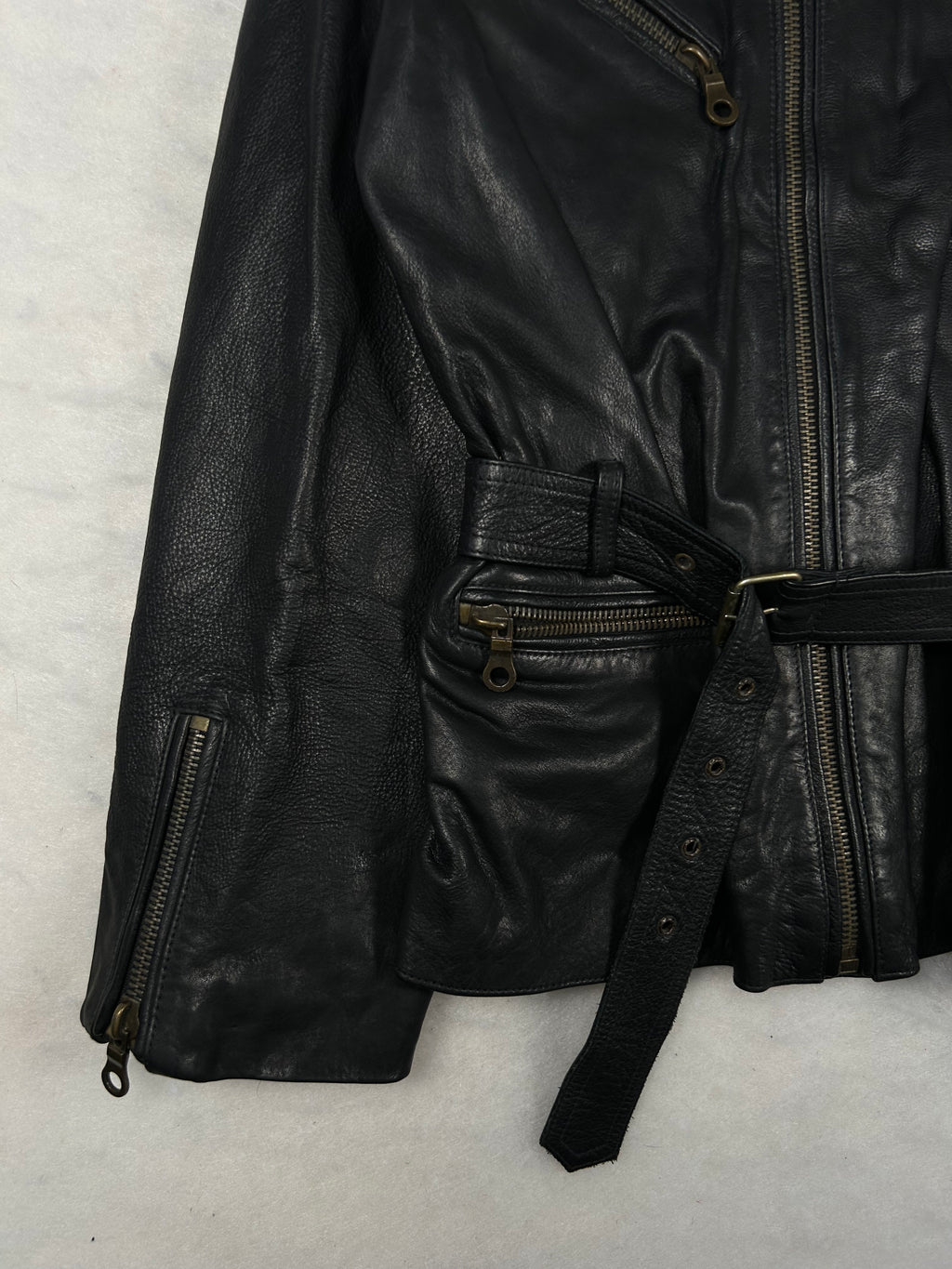 Giacca di pelle nera vintage – Uomo Taglia L