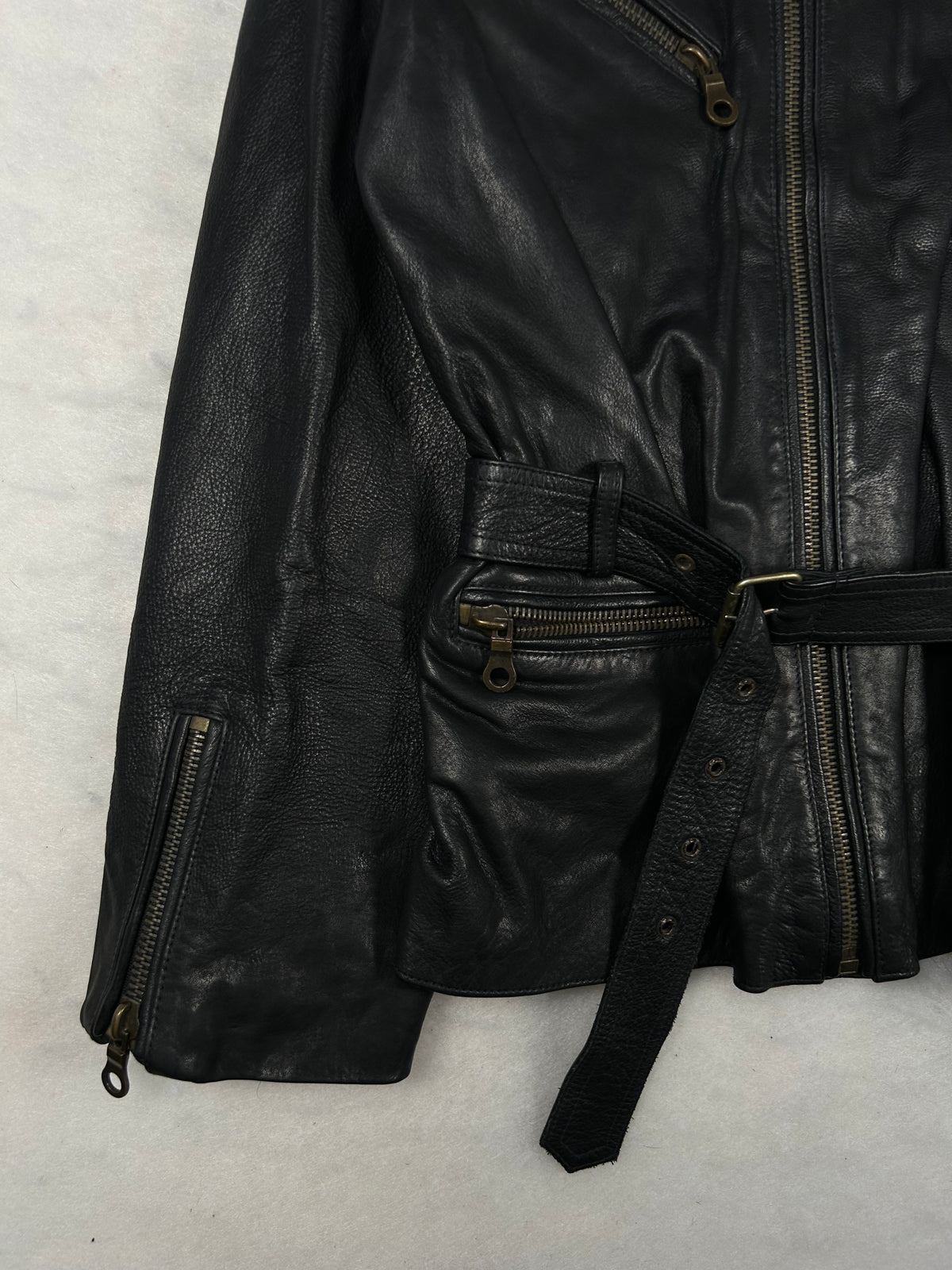 Giacca di pelle nera vintage – Uomo Taglia L