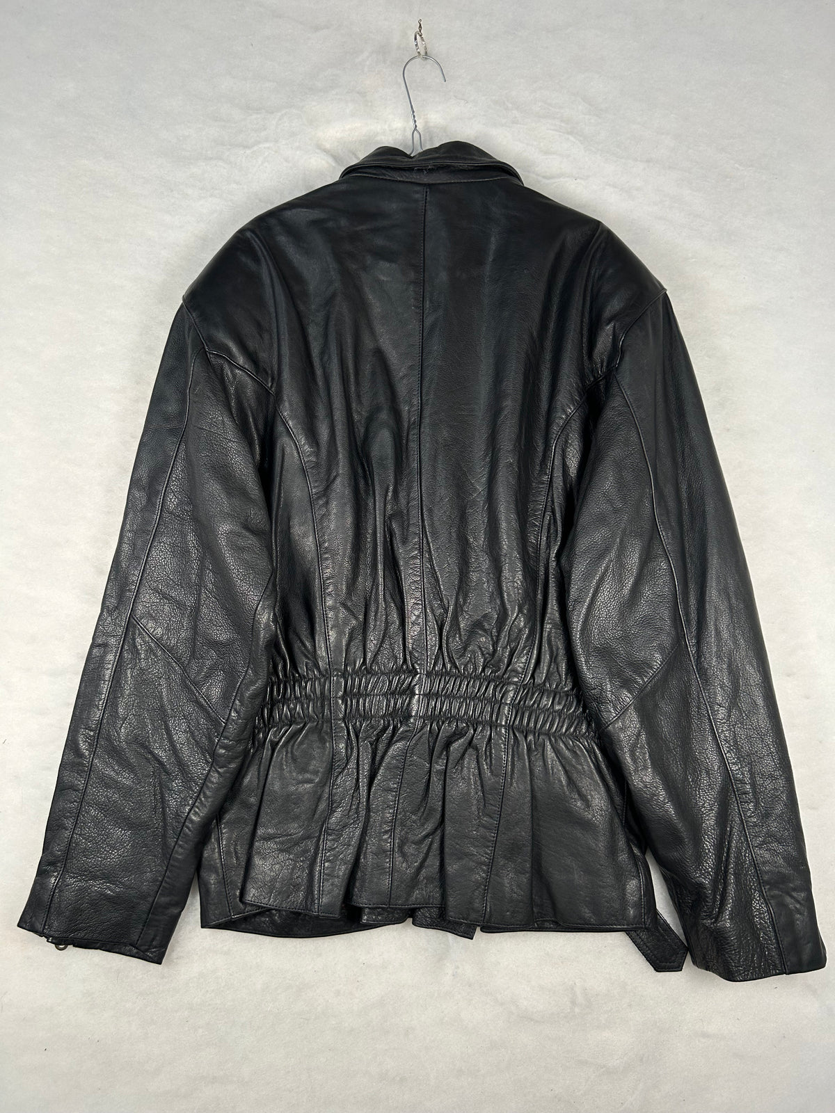 Giacca di pelle nera vintage – Uomo Taglia L