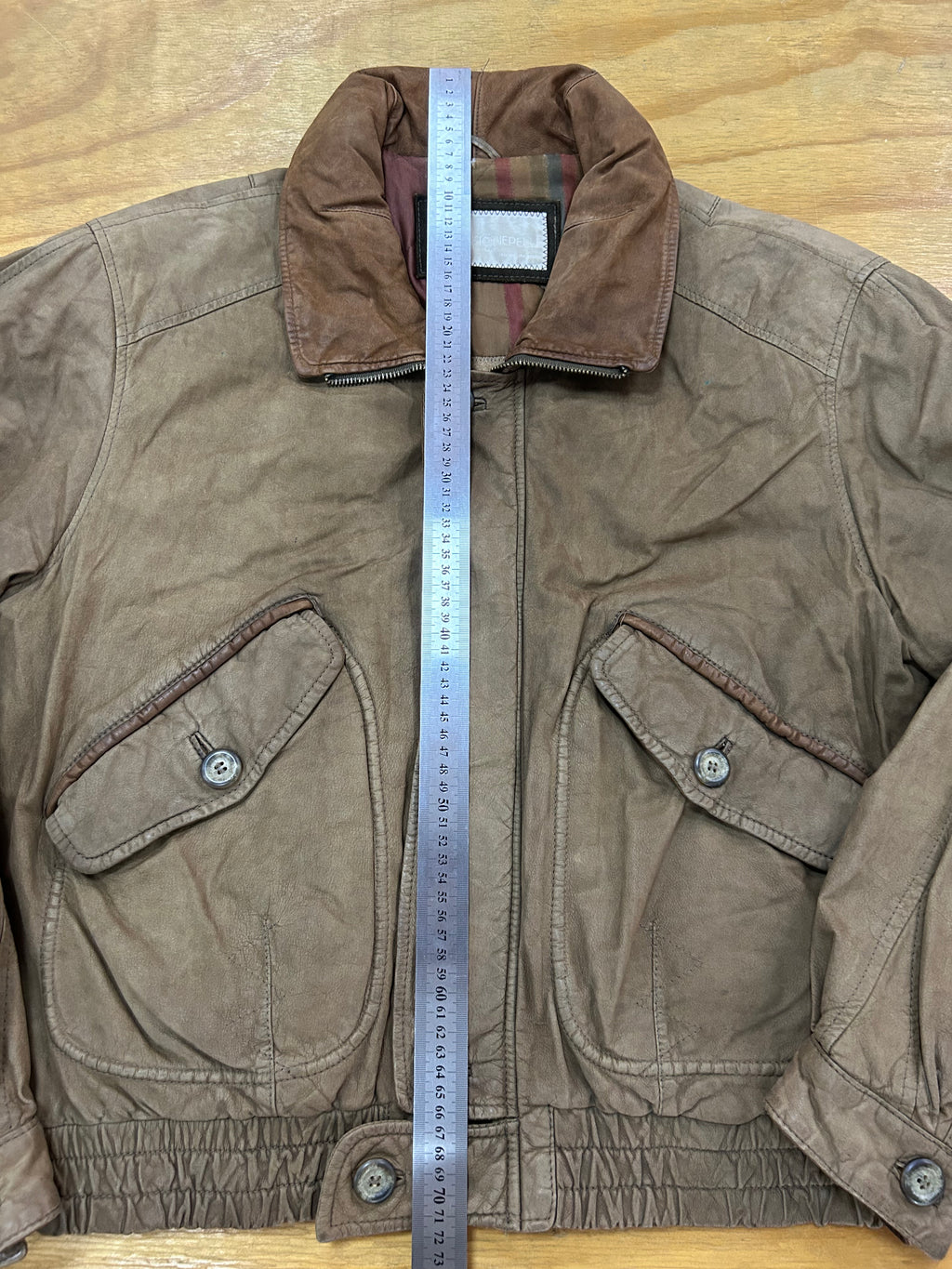 Giacca di pelle marrone vintage – Donna Taglia M