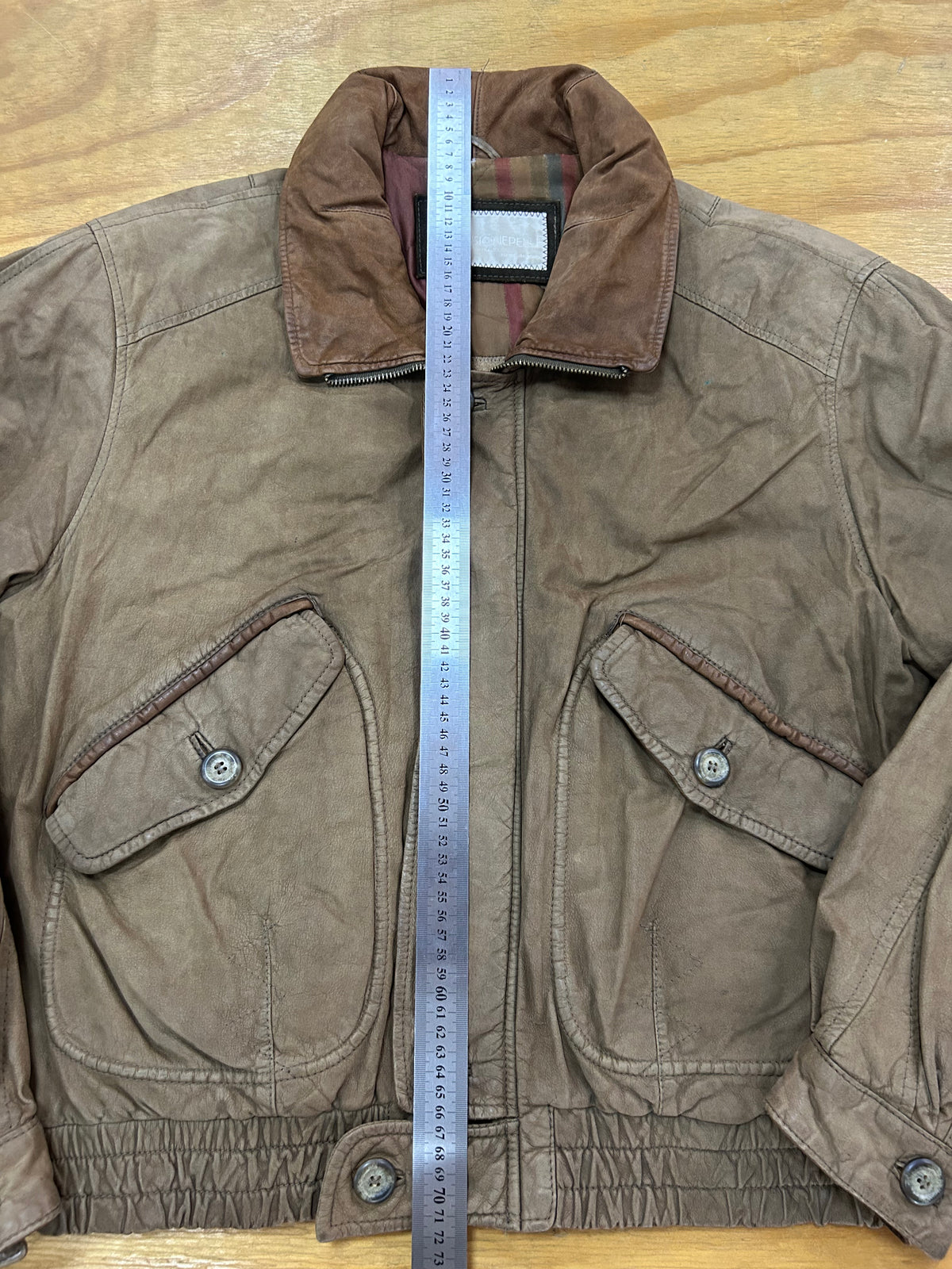 Giacca di pelle marrone vintage – Donna Taglia M