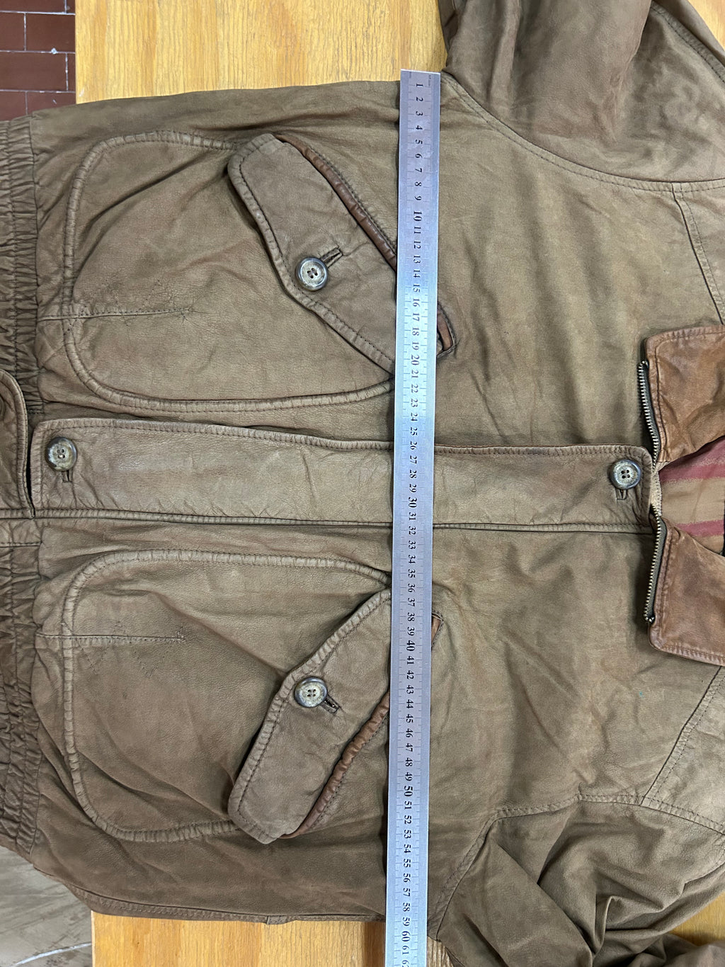 Giacca di pelle marrone vintage – Donna Taglia M
