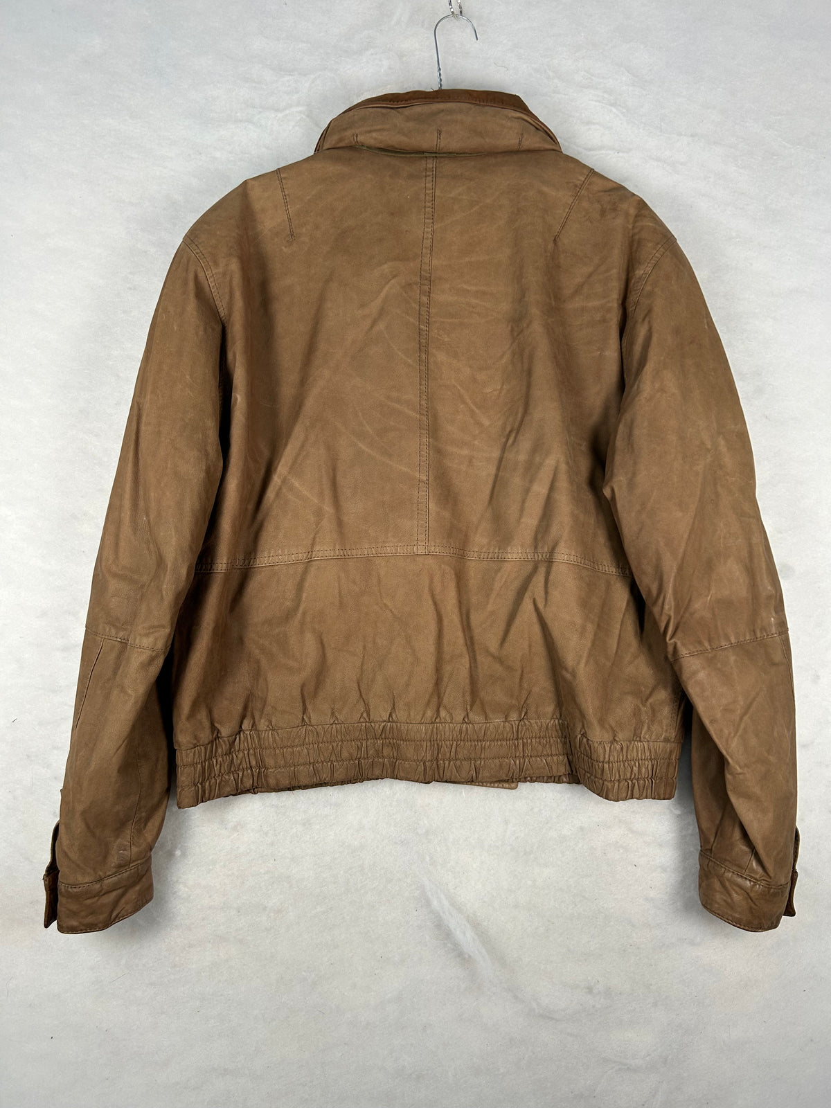 Giacca di pelle marrone vintage – Donna Taglia M