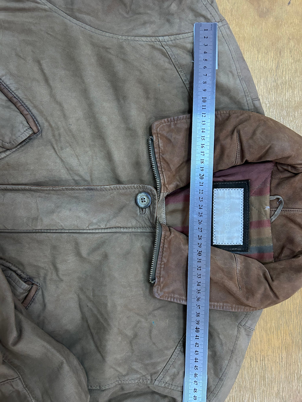 Giacca di pelle marrone vintage – Donna Taglia M