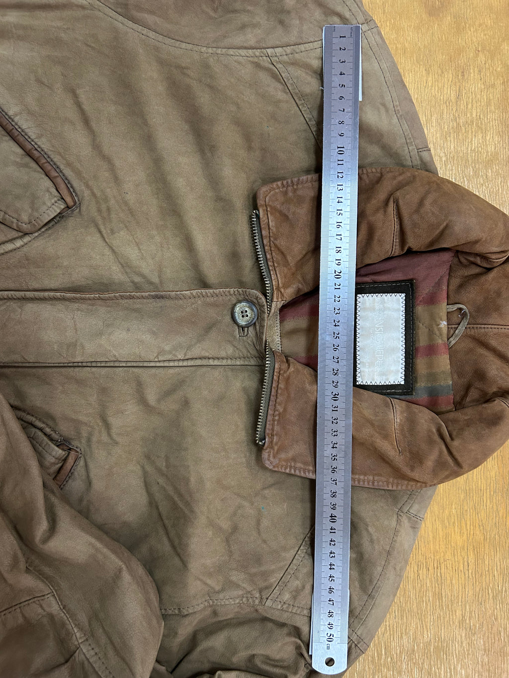 Giacca di pelle marrone vintage – Donna Taglia M