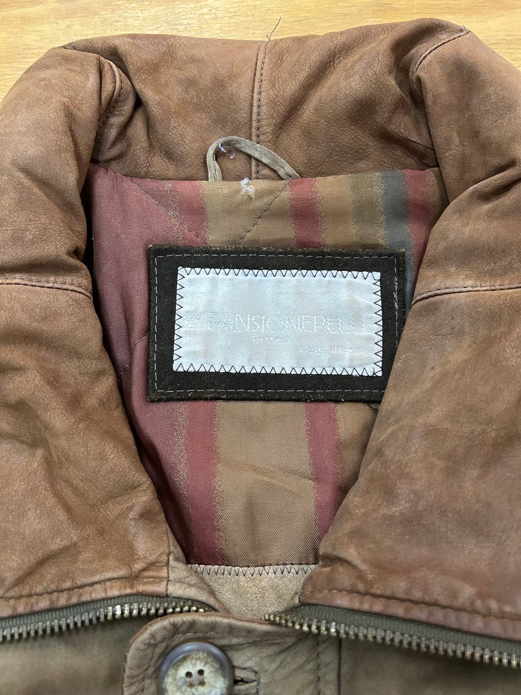 Giacca di pelle marrone vintage – Donna Taglia M