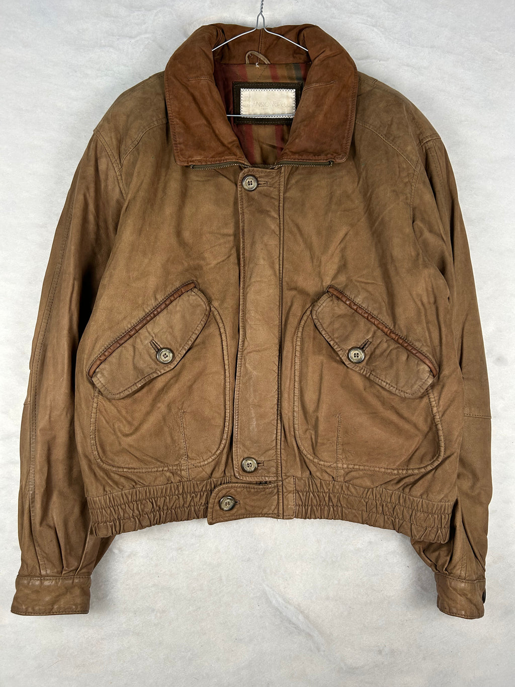 Giacca di pelle marrone vintage – Donna Taglia M