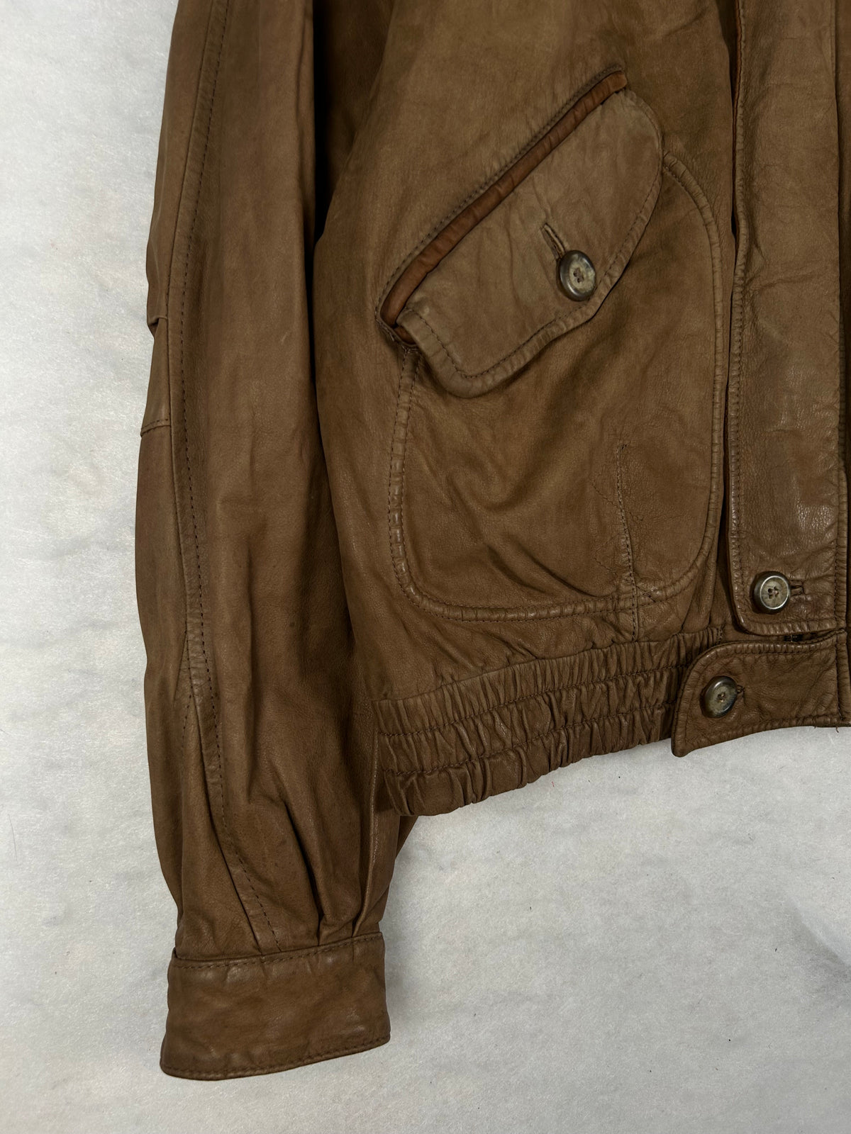 Giacca di pelle marrone vintage – Donna Taglia M