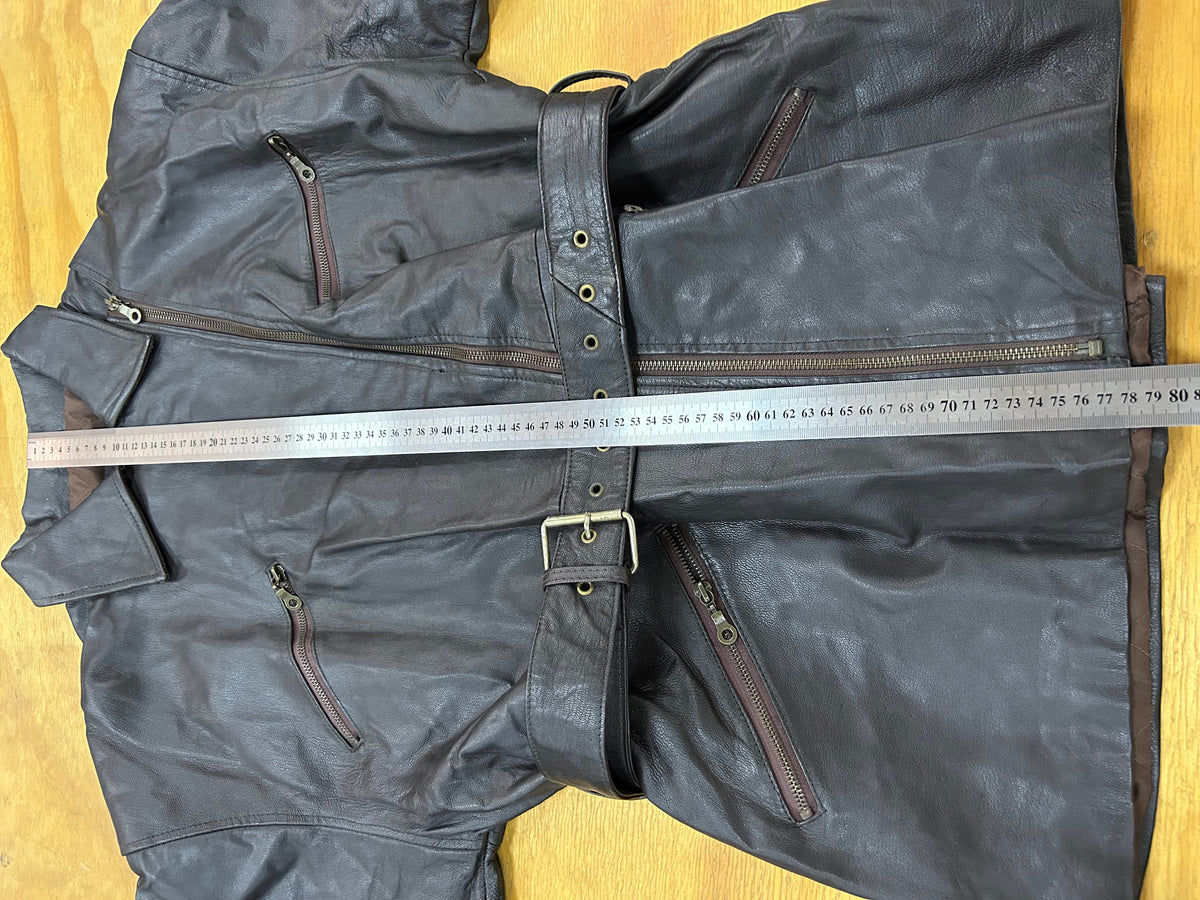 Giacca di pelle marrone vintage – Donna Taglia S (IT 38)