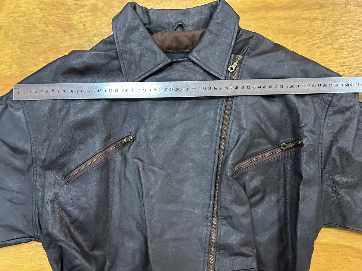 Giacca di pelle marrone vintage – Donna Taglia S (IT 38)
