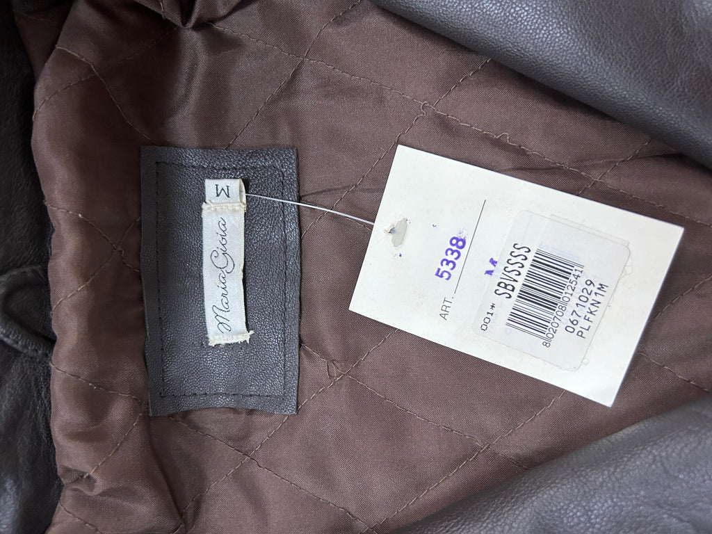 Giacca di pelle marrone vintage – Donna Taglia S (IT 38)