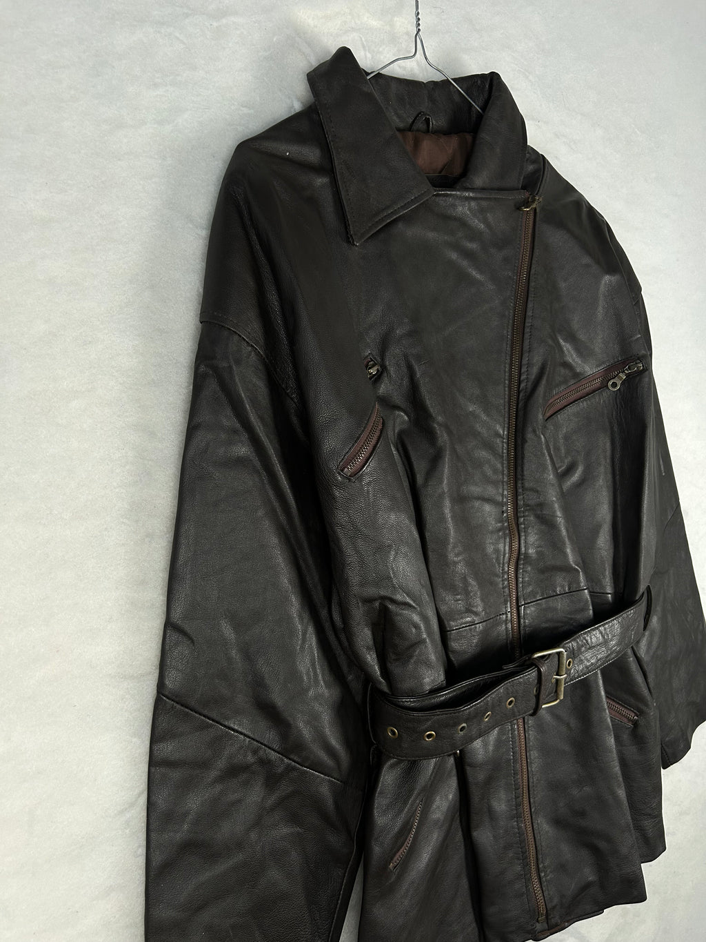 Giacca di pelle marrone vintage – Donna Taglia S (IT 38)