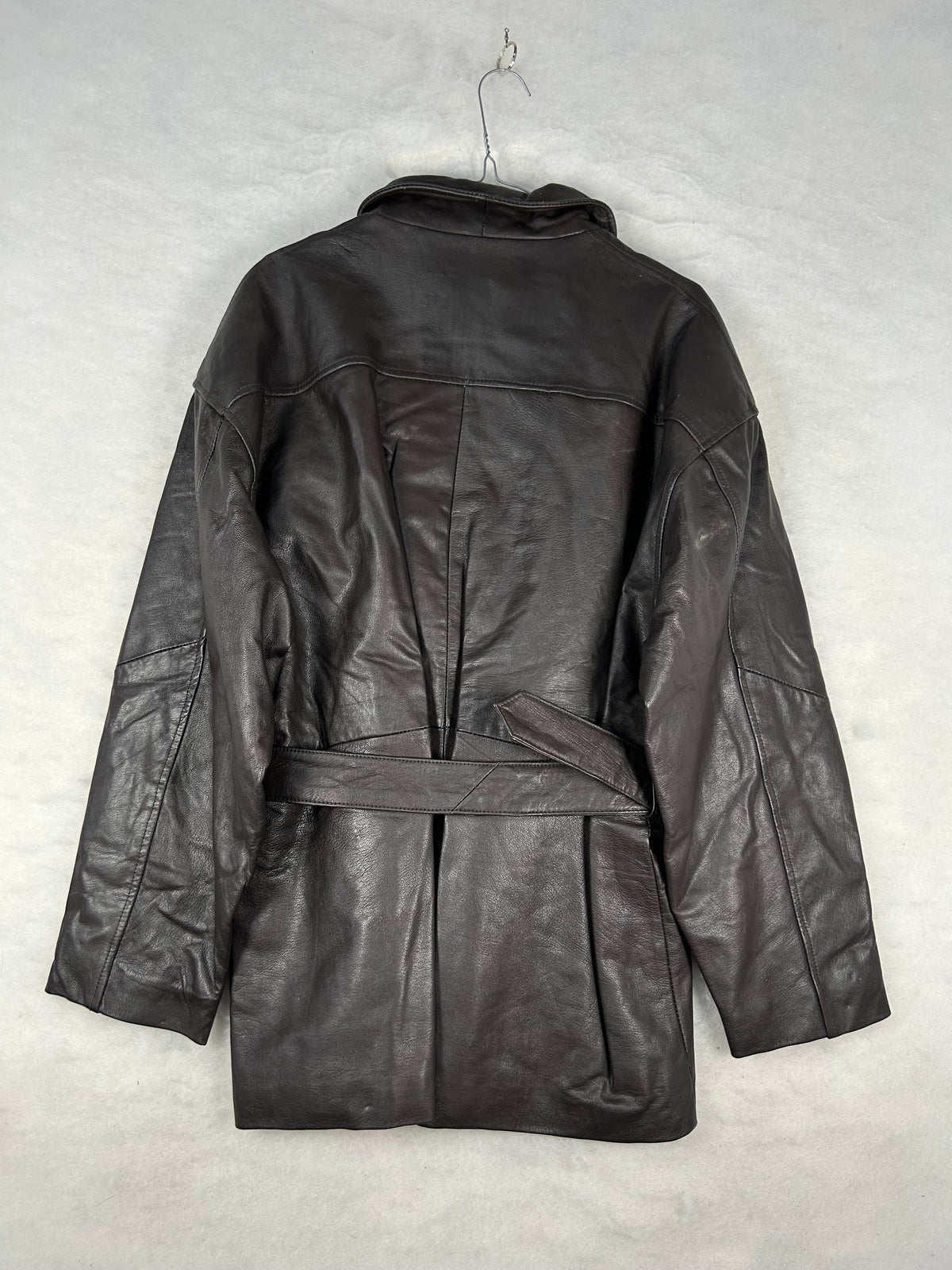 Giacca di pelle marrone vintage – Donna Taglia S (IT 38)