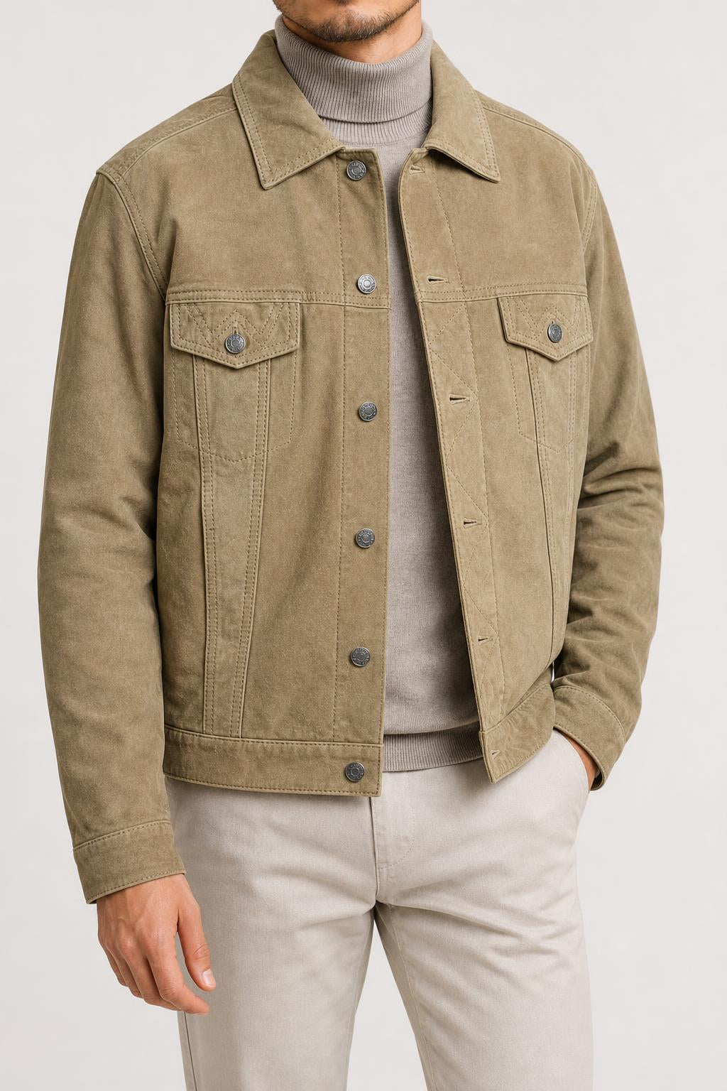 Giacca in velluto a coste beige vintage – Uomo Taglia L