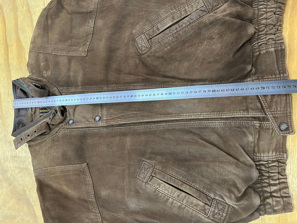Giacca di pelle marrone vintage – Uomo Taglia L