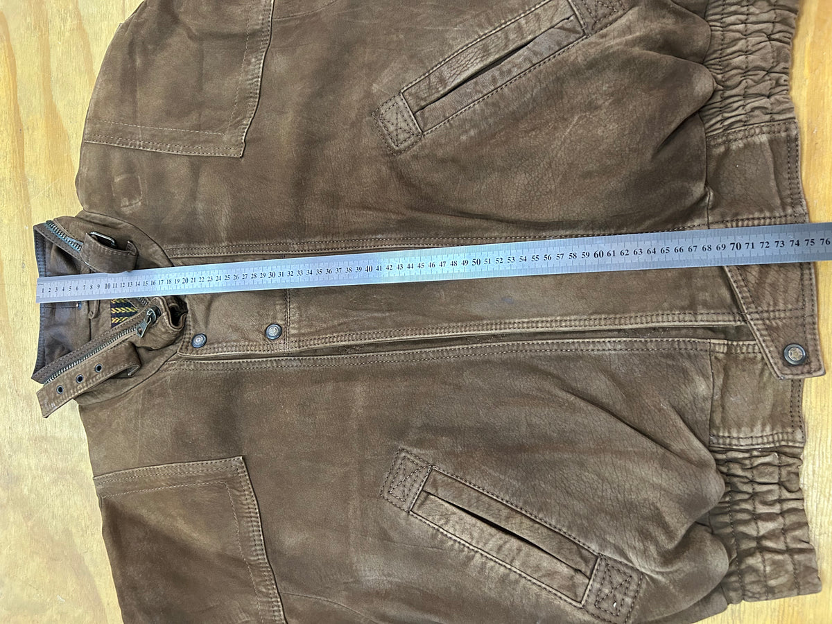 Giacca di pelle marrone vintage – Uomo Taglia L