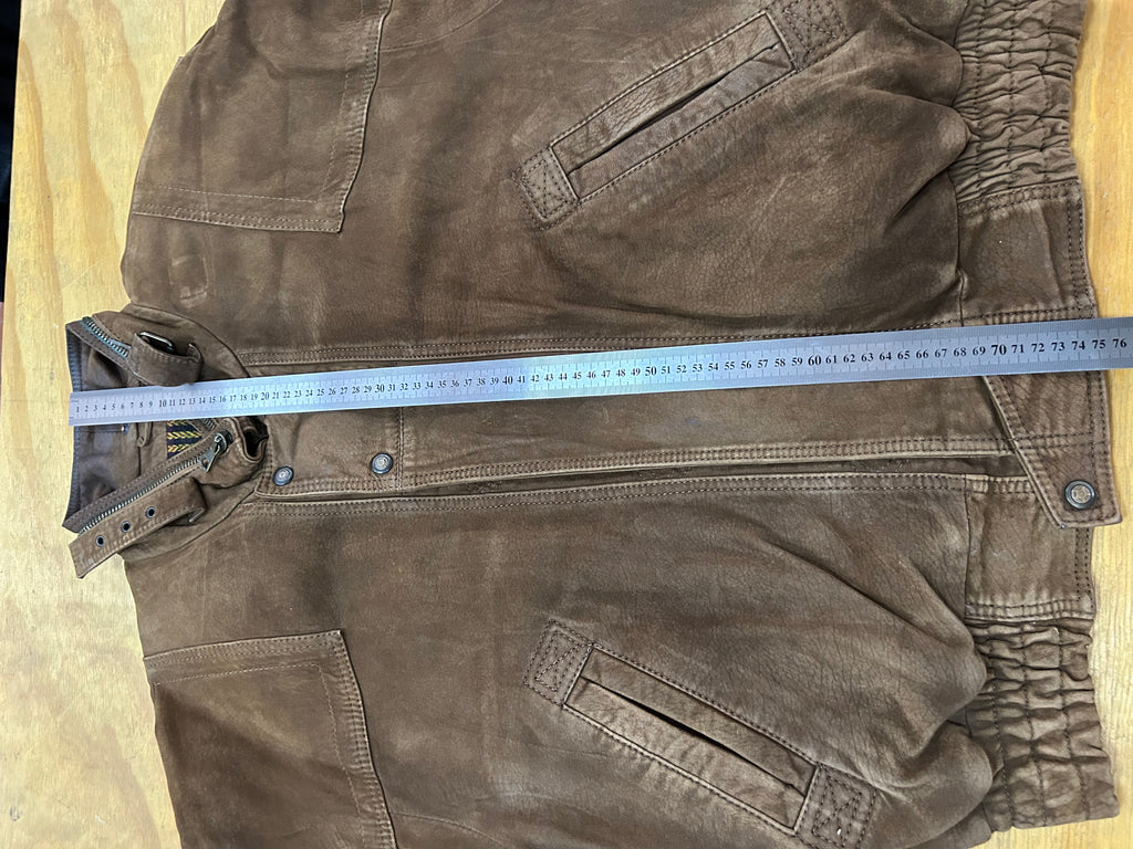 Giacca di pelle marrone vintage – Uomo Taglia L