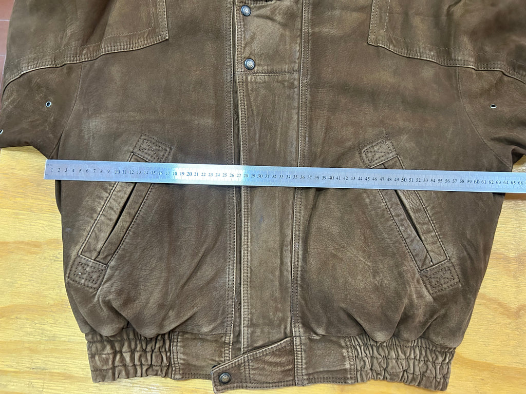 Giacca di pelle marrone vintage – Uomo Taglia L