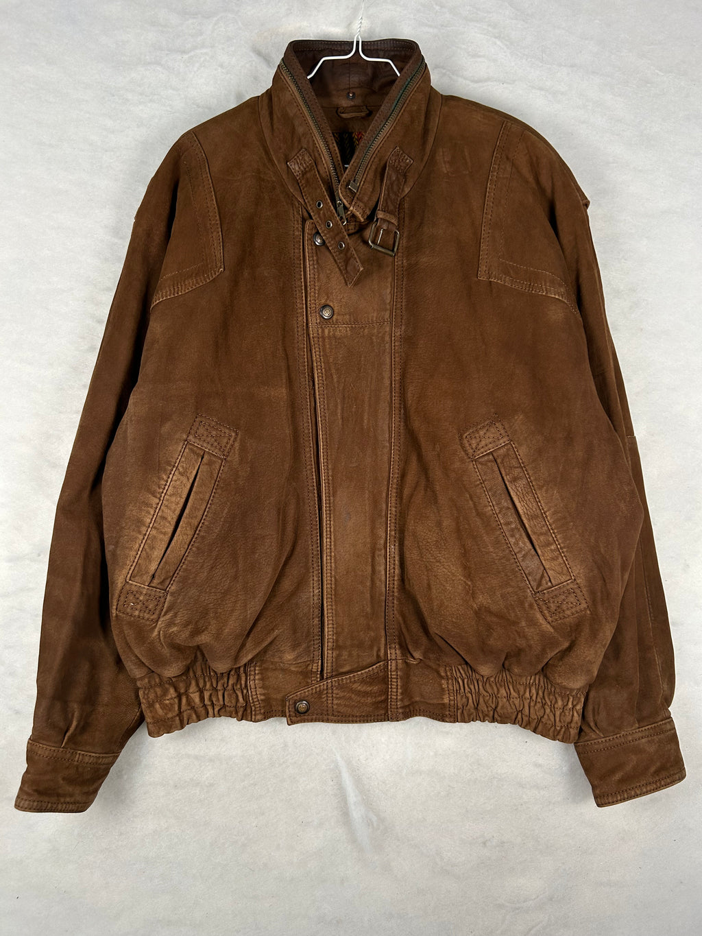 Giacca di pelle marrone vintage – Uomo Taglia L