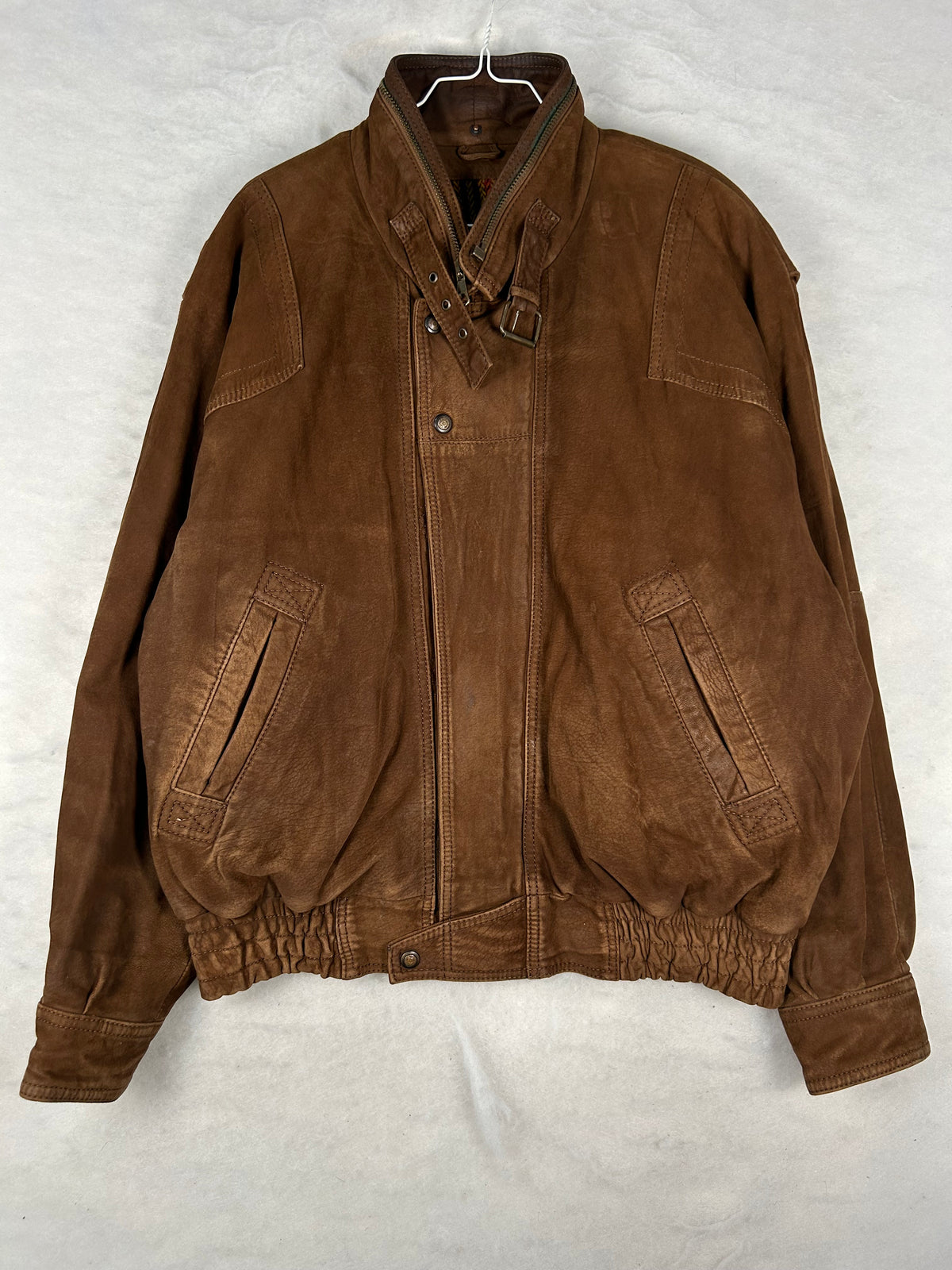 Giacca di pelle marrone vintage – Uomo Taglia L