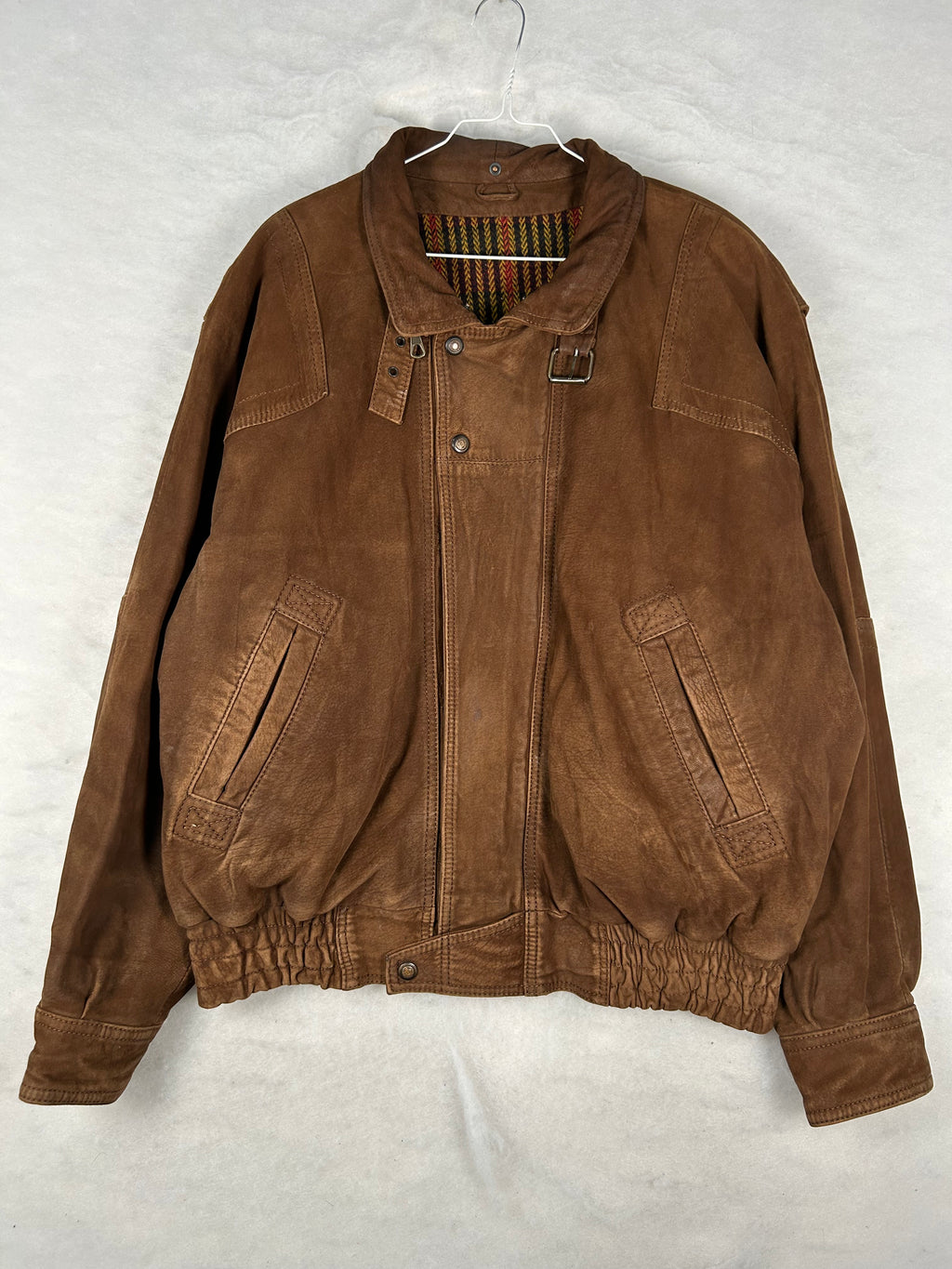 Giacca di pelle marrone vintage – Uomo Taglia L