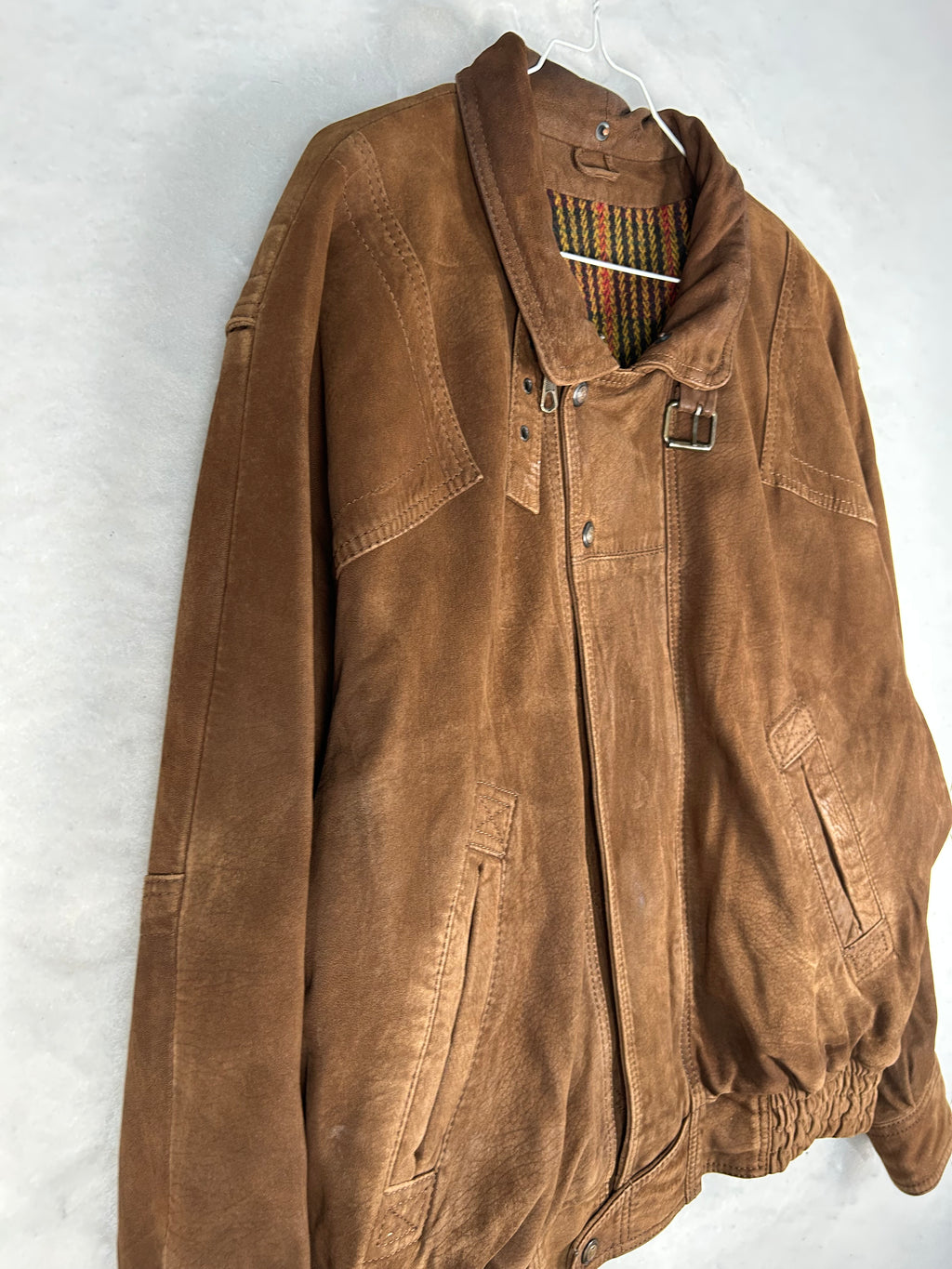 Giacca di pelle marrone vintage – Uomo Taglia L