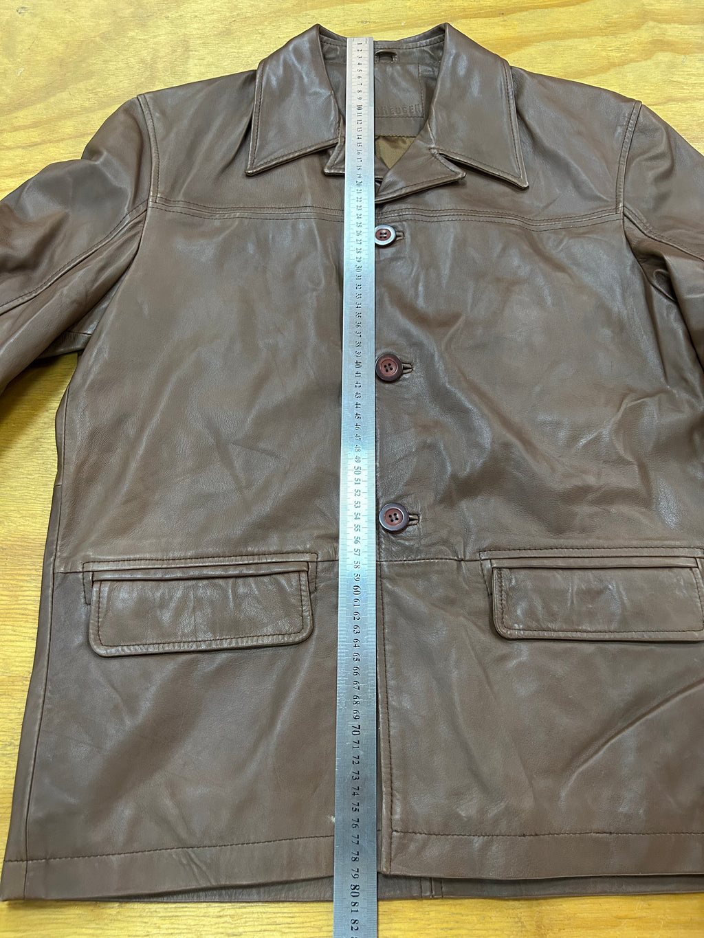 Giacca di pelle marrone vintage – Uomo Taglia XL