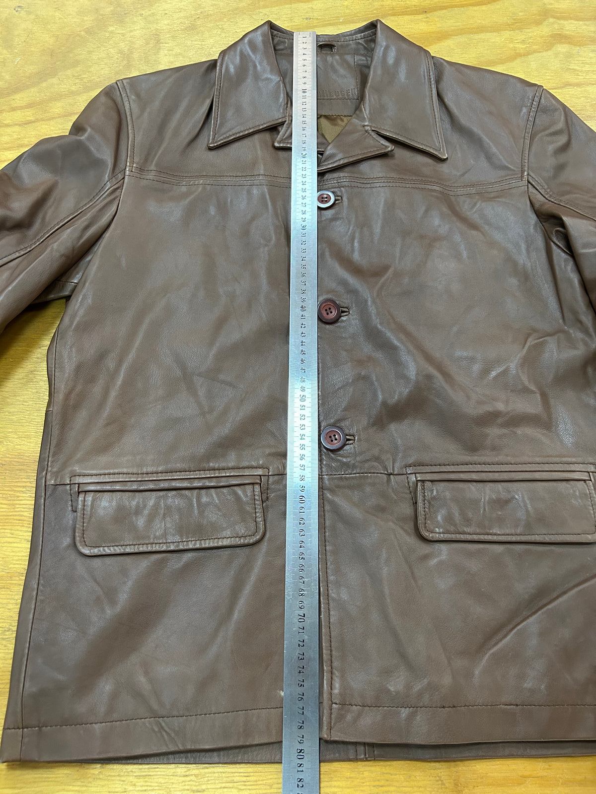 Giacca di pelle marrone vintage – Uomo Taglia XL