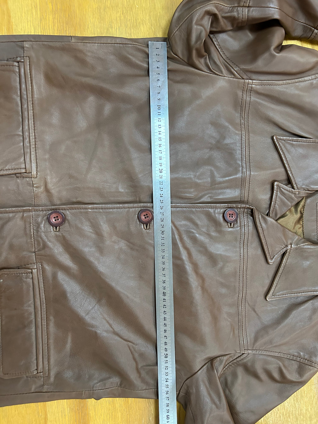Giacca di pelle marrone vintage – Uomo Taglia XL