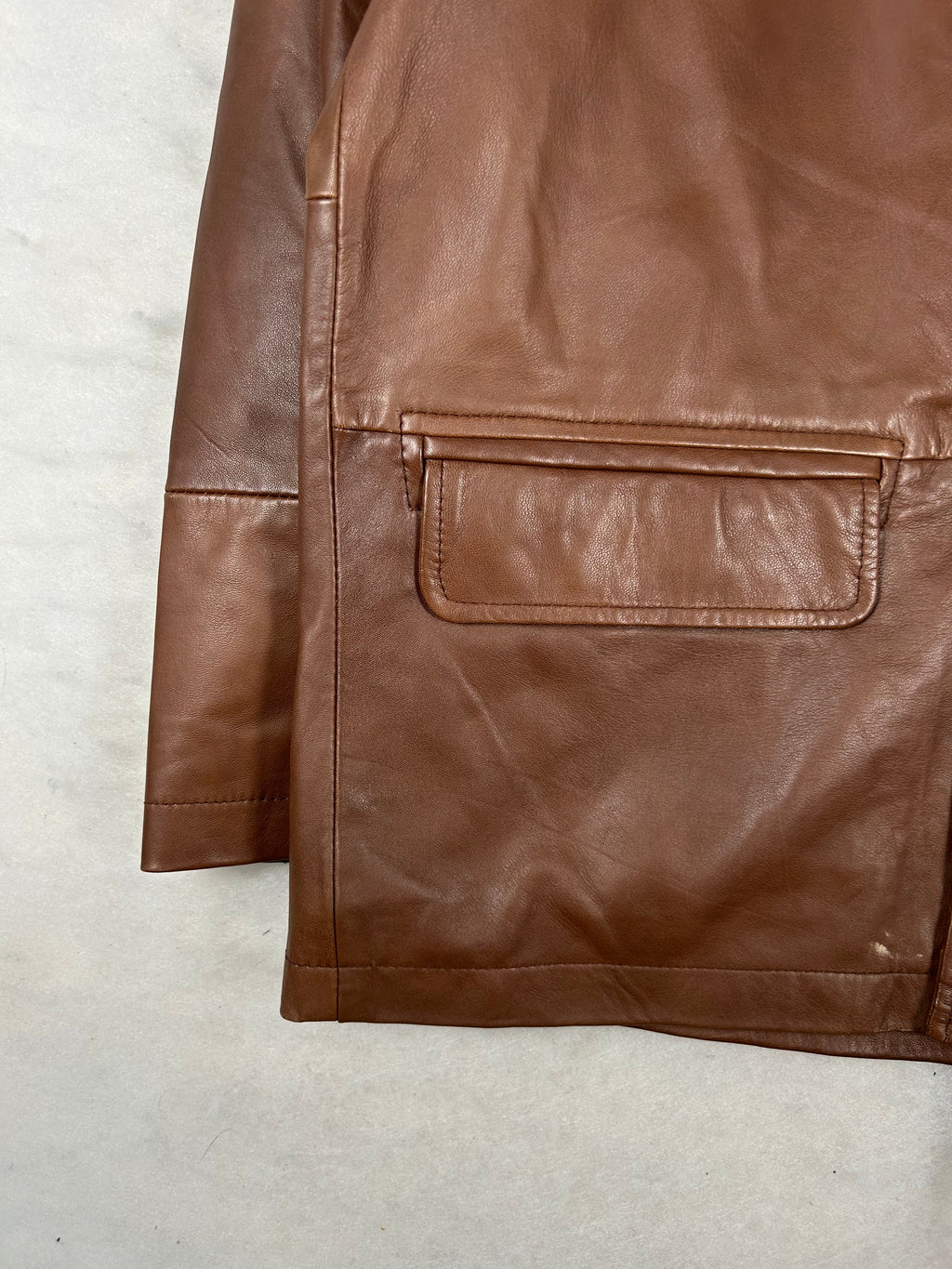 Giacca di pelle marrone vintage – Uomo Taglia XL