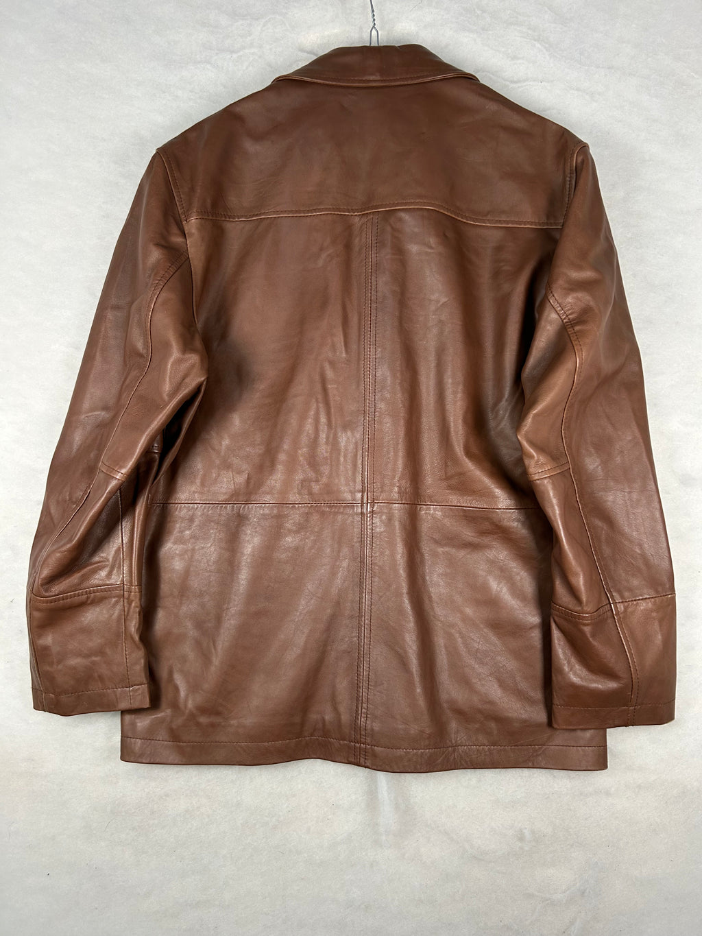 Giacca di pelle marrone vintage – Uomo Taglia XL
