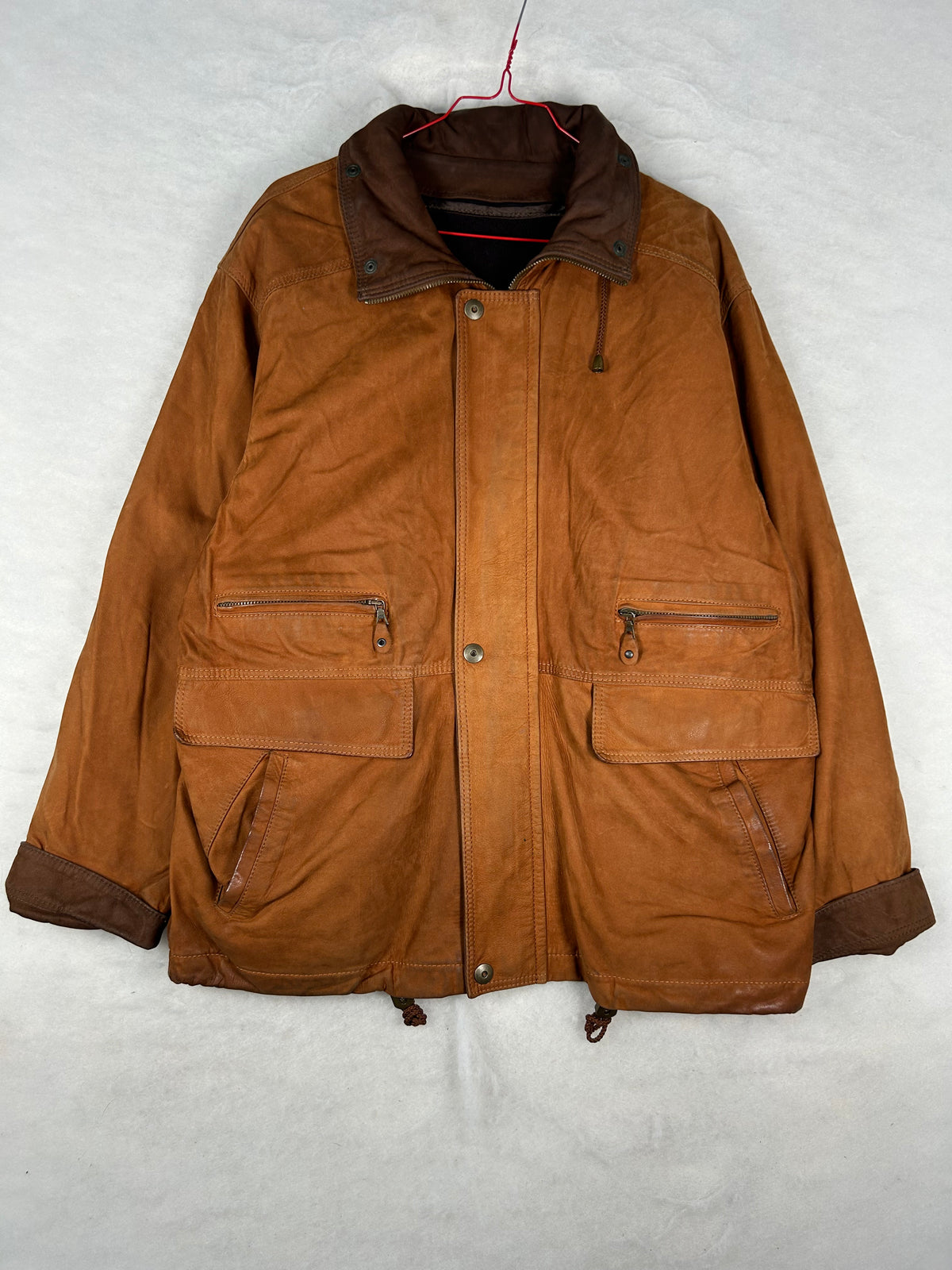Giacca di pelle marrone vintage – Uomo Taglia L