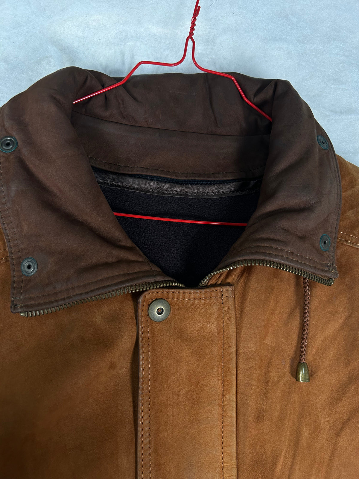 Giacca di pelle marrone vintage – Uomo Taglia L