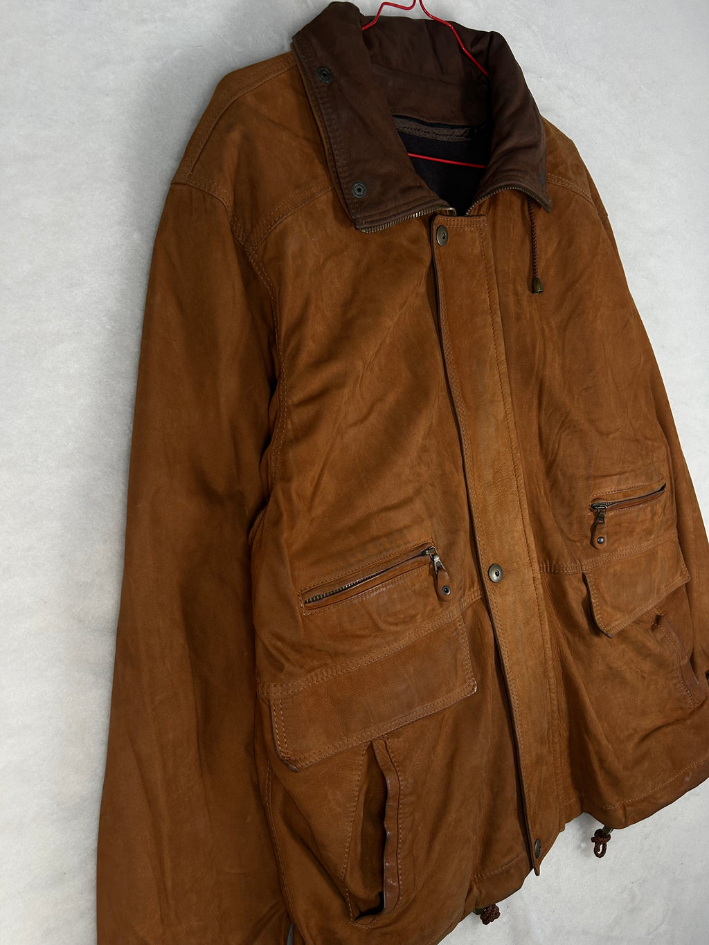 Giacca di pelle marrone vintage – Uomo Taglia L