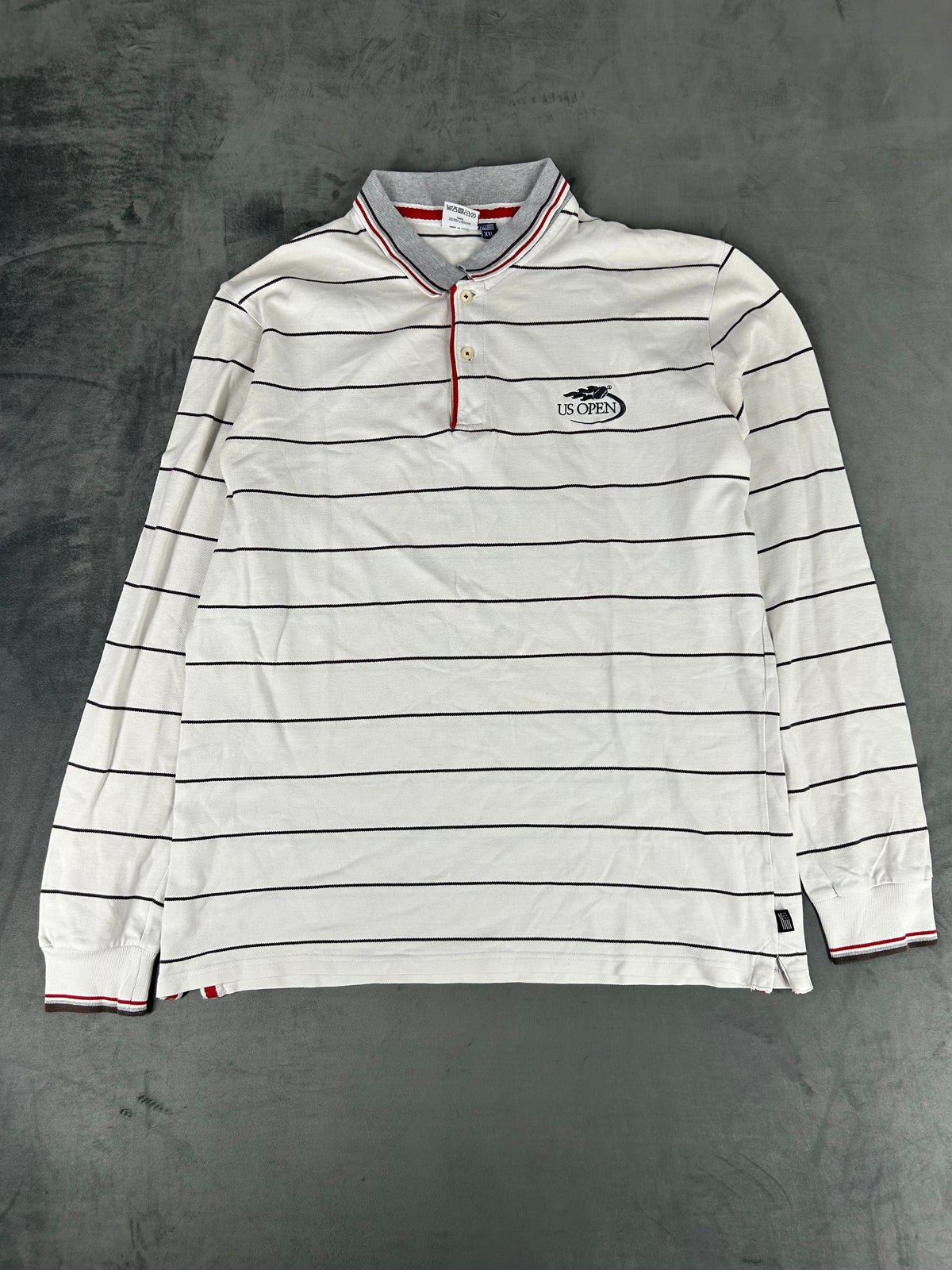 Polo US Open a righe bianca vintage – Uomo Taglia XXL