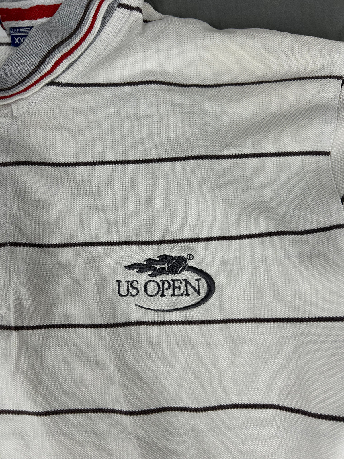 Polo US Open a righe bianca vintage – Uomo Taglia XXL