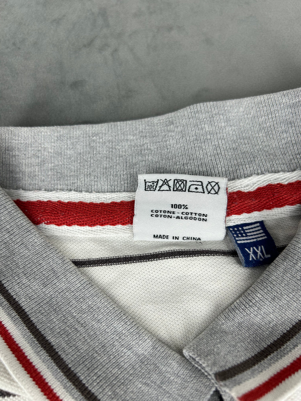 Polo US Open a righe bianca vintage – Uomo Taglia XXL