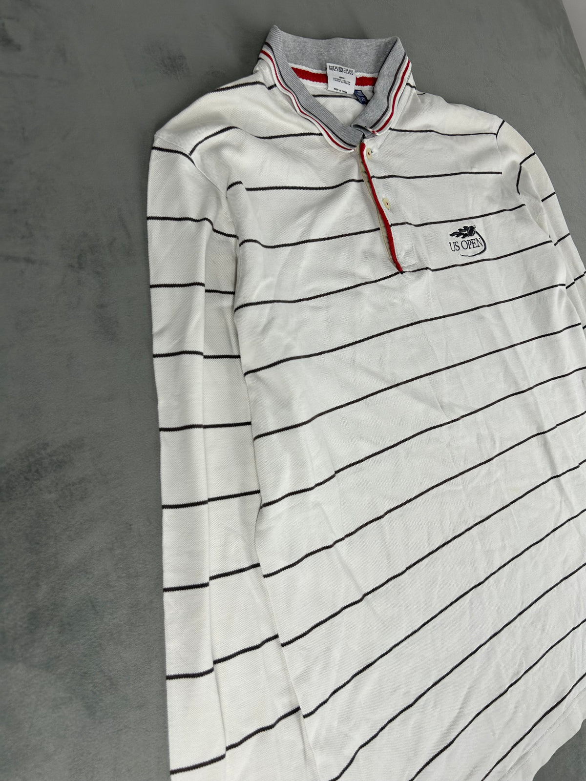 Polo US Open a righe bianca vintage – Uomo Taglia XXL