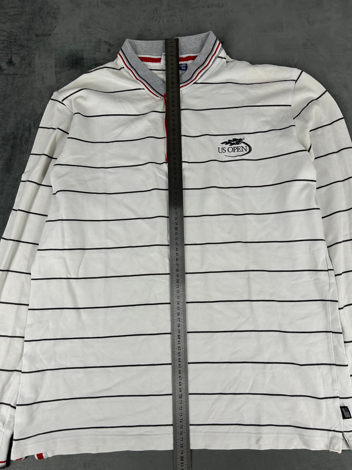 Polo US Open a righe bianca vintage – Uomo Taglia XXL
